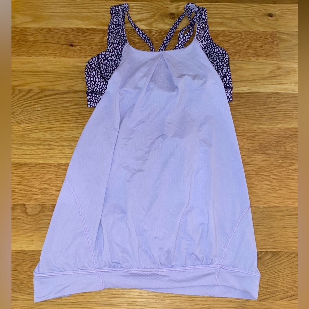 Lululemon purple athletic tank with built in bra, size 4